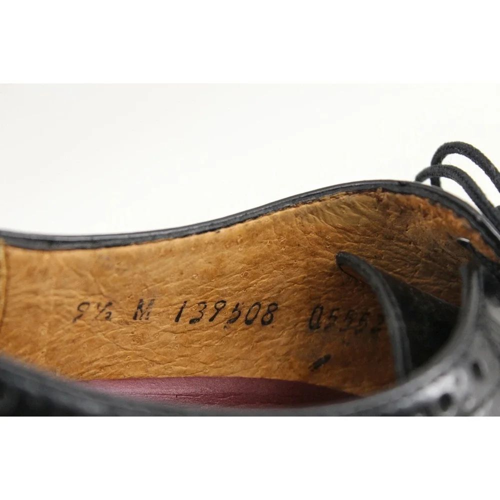 Vintage Gran Flex‎ by Emyco Black Leather Brogue Wingtip Shoes Size 9.5M 139508